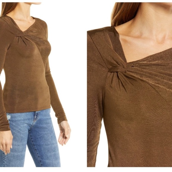 Good American Shimmer Asymmetric Neck Long Sleeve Top - Picture 3 of 10